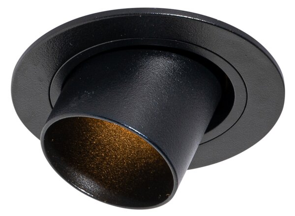Moderni vgradni reflektor črn GU10 35 mm okrogel nagibni - Installa