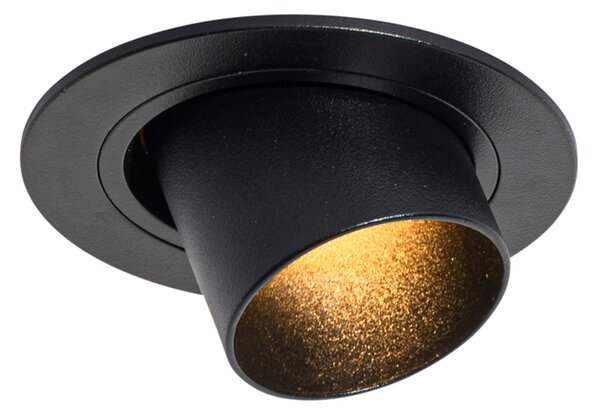 Moderni vgradni reflektor črn GU10 35 mm okrogel nagibni - Installa