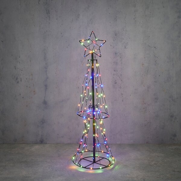 Božična stoječa svetilka črna jelka 150 cm vklj. LED RGB s časovnikom IP44 - Ugoku