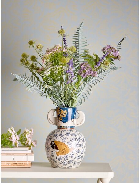 Lončena ročno poslikana vaza (višina 23,5 cm) Hezha – Bloomingville