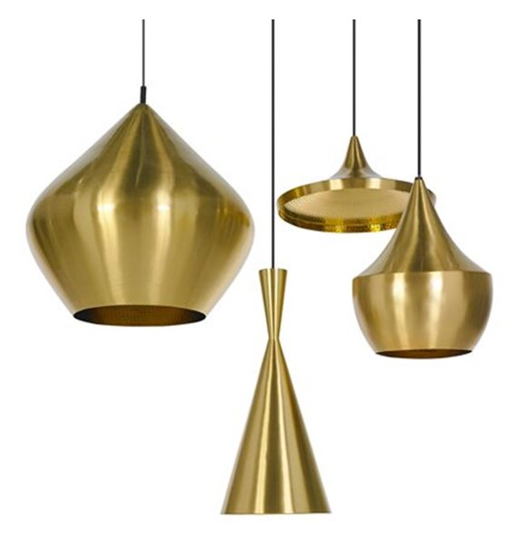 Tom Dixon - Beat Light Tall LED Obesek Svetilka Medeninasta Tom Dixon