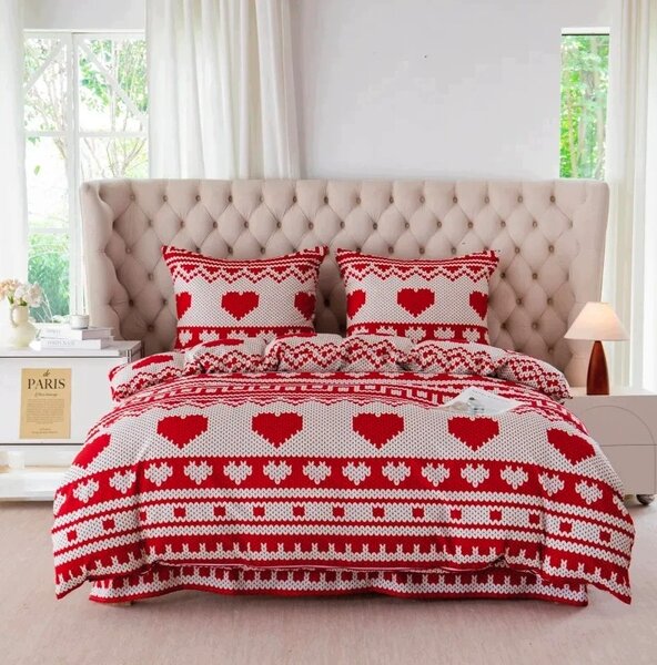Posteljnina iz mikrovlaken NORDLOVE rdeče-bele Dimenzije posteljnine: 70 x 80 cm | 140 x 200 cm