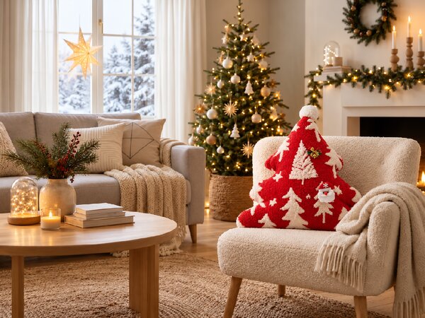 Dekorativna blazina SANTA TREE 45 cm, rdeča