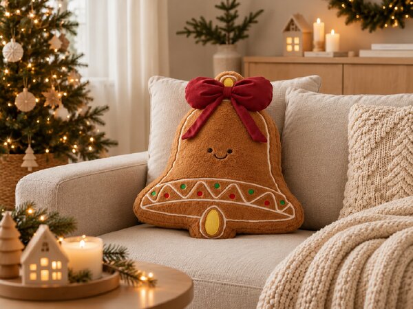 Okrasna blazina CHRISTMAS BELL 45 cm, rjava