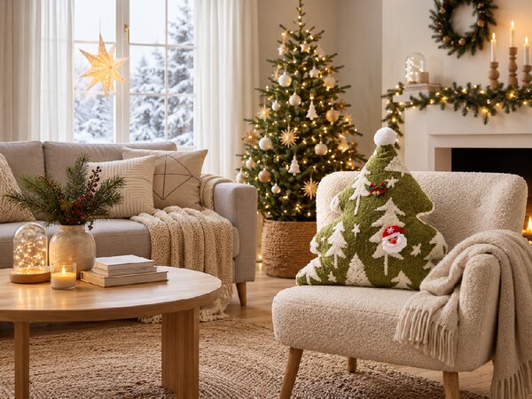 Okrasna blazina WINTER PINE 45 cm, zelena