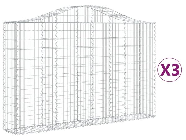 VidaXL Obokane gabion košare 3 kosi 200x30x120/140 cm pocinkano železo