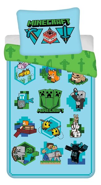 Enojna bombažna otroška posteljnina 140x200 cm Minecraft – Jerry Fabrics