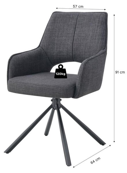MID.YOU Set Naslanjačev Jana, Antracit, 2 Kos