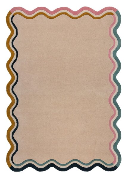 Kremno bela ročno tkana volnena preproga 120x170 cm Leo Scallop – Flair Rugs