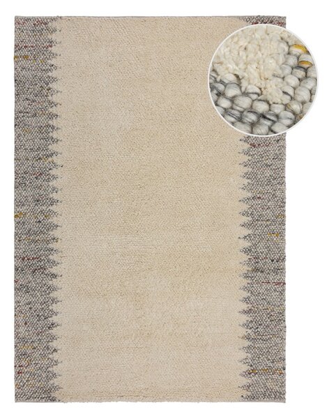 Siva/kremno bela ročno tkana preproga iz mešanice volne 80x150 cm Minerals Border – Flair Rugs