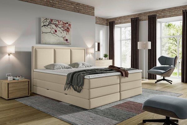 POSTELJA BOXSPRING 160 cm x 200 cm , tekstil bež