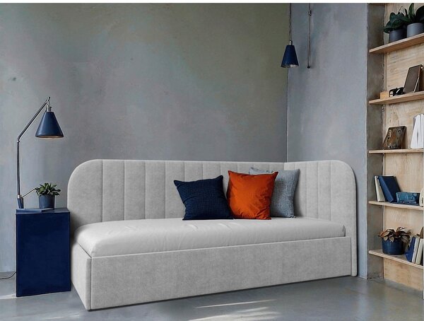 OBLAZINJENA POSTELJA 90 cm x 200 cm , les, tekstil, leseni material siva