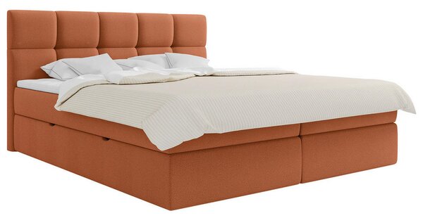 POSTELJA Z VZMETNICO 140 cm x 200 cm , les, tekstil, leseni material opečnato rjava