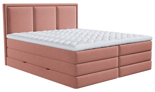 BOXSPRING POSTELJA 140 cm x 200 cm , tekstil starinsko roza