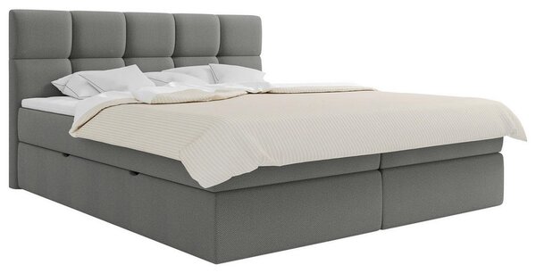 POSTELJA Z VZMETNICO 160 cm x 200 cm , les, tekstil, leseni material siva