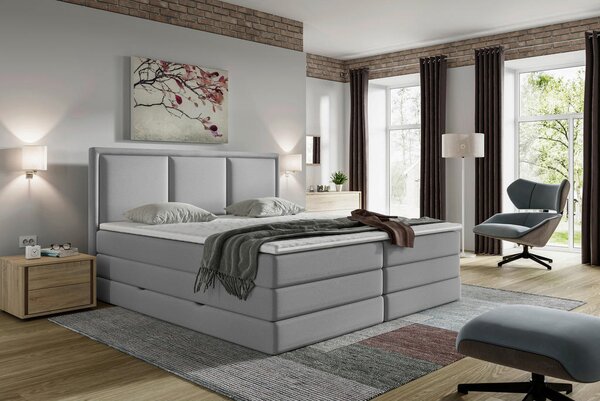 BOXSPRING POSTELJA 160 cm x 200 cm , tekstil siva