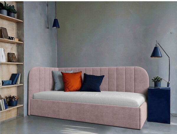 OBLAZINJENA POSTELJA 90 cm x 200 cm , les, tekstil, leseni material roza
