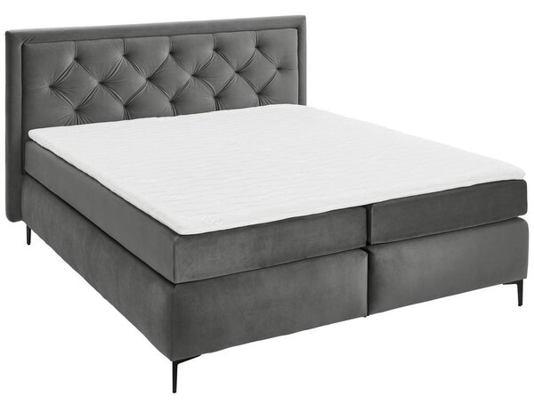BOXSPRING POSTELJA 160 cm x 200 cm , tekstil siva