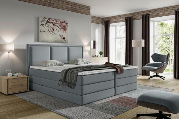 POSTELJA BOXSPRING 180 cm x 200 cm , tekstil temno siva
