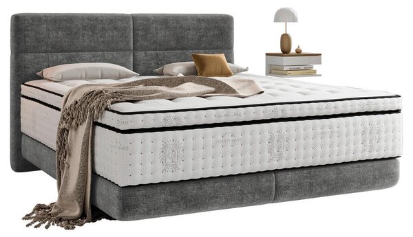 BOXSPRING POSTELJA 140 cm x 200 cm , tekstil siva