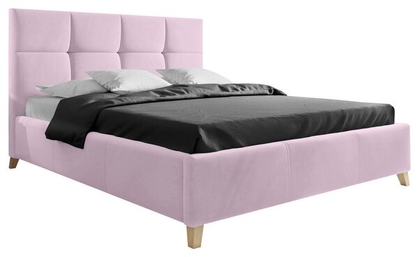 OBLAZINJENA POSTELJA 140 cm x 200 cm , tekstil roza