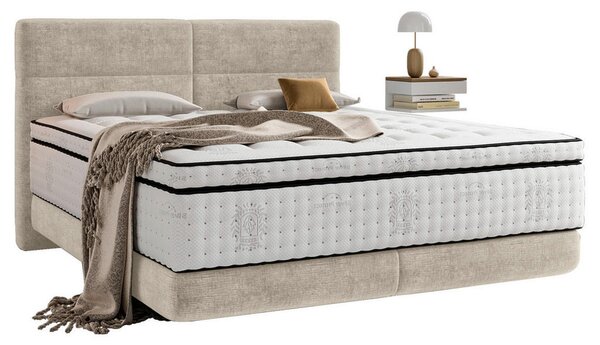 BOXSPRING POSTELJA 140 cm x 200 cm , tekstil bež