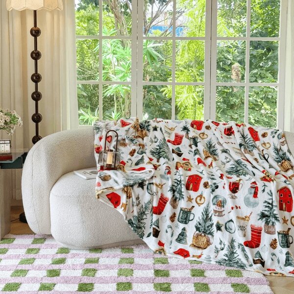 Odeja mikropliš FESTIVE MAGIC, bela Dimenzije: 200 x 220 cm