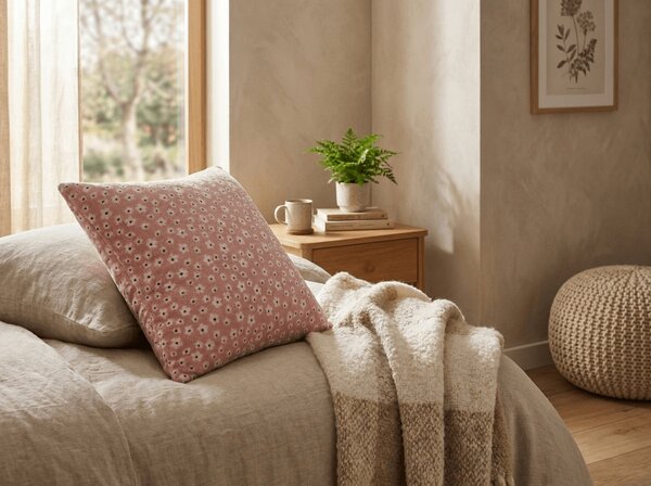 Dvostranska prevleka za vzglavnik DUO SENSE DAISELLE 45x45 cm mikropliš/flanel, roza