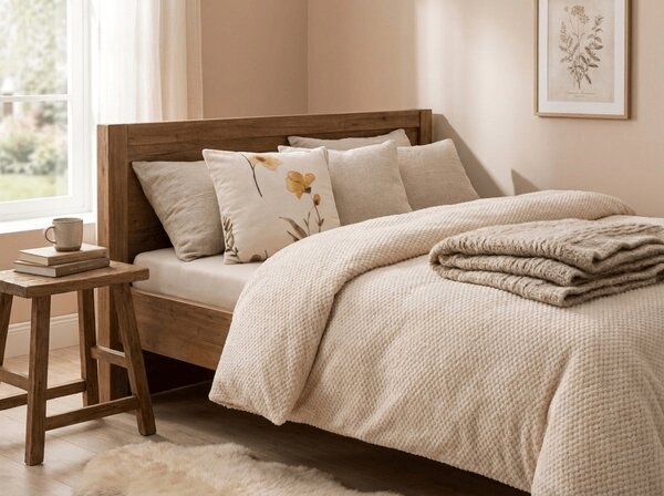 Obojestranska prevleka za blazino DUO SENSE WILDELLA 45x45 cm mikropliš/flanel, kremna