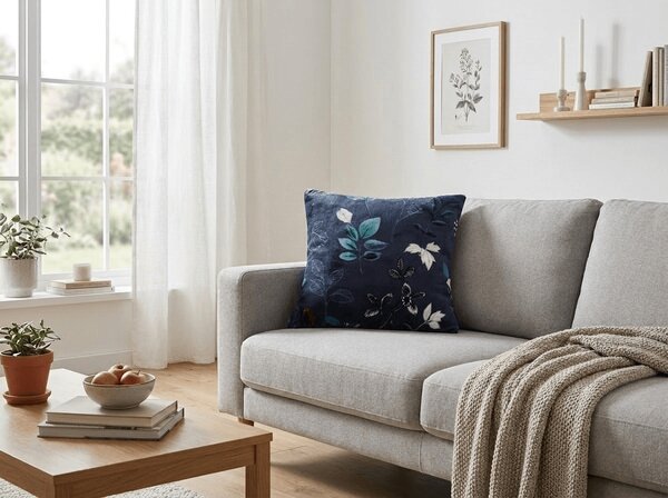 Dvostranska prevleka za vzglavnik DUO SENSE NOCTIFLORA 45x45 cm mikropliš/flanel, temno modra
