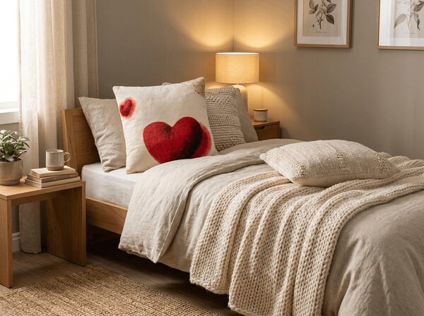 Obojestranska prevleka za blazino DUO SENSE HEARTELLE 45x45 cm mikropliš/flanel, kremna