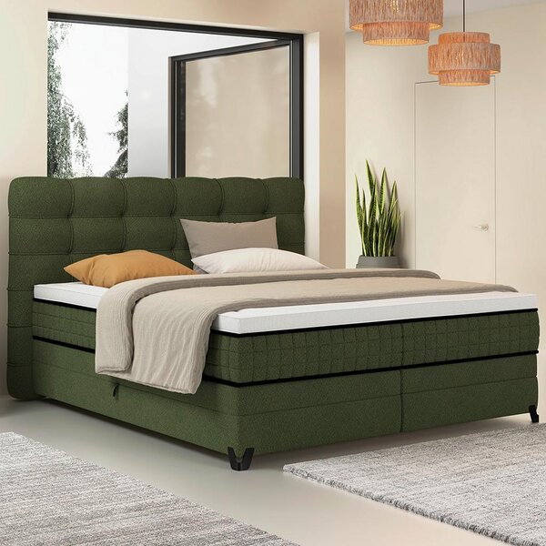 Premium Living Postelja Boxspring Carmen C, Zelena, 160x200
