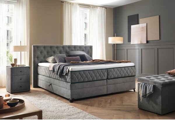 Modern Living Postelja Boxspring Carmen, Siva, 160x200