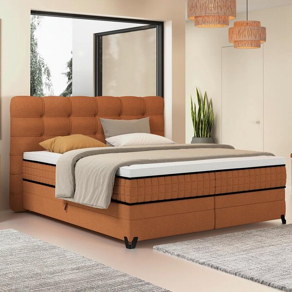 Premium Living Postelja Boxspring Carmen C, Opečnato Rjava, 160x200