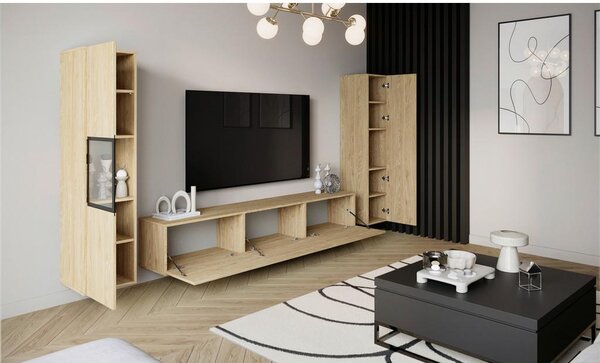 P & B Dnevni Regal Berlin Iii, Barva Hrasta, Osvetlitev, 3-Delni