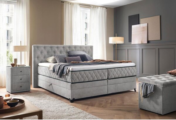 Modern Living Postelja Boxspring Carmen, Srebrna, 160x200