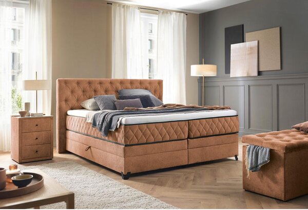 Modern Living Postelja Boxspring Carmen, Barva Lešnika, 160x200