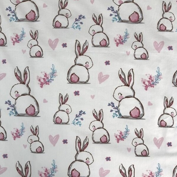 Bombažna posteljnina za posteljico BUNNY SWEET bela Dimenzije posteljnine: 40 x 60 cm | 100 x 135 cm