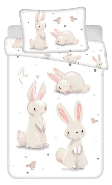 Bombažna posteljnina za posteljico BUNNIES bela Dimenzije posteljnine: 40 x 60 cm | 100 x 135 cm