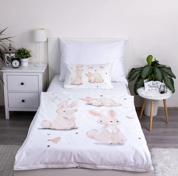 Bombažna posteljnina za posteljico BUNNIES bela Dimenzije posteljnine: 40 x 60 cm | 100 x 135 cm
