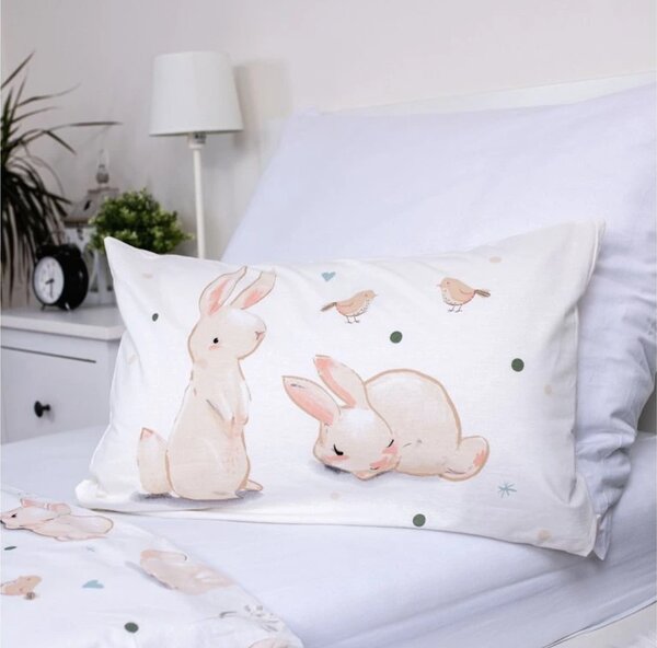 Bombažna posteljnina za posteljico BUNNIES bela Dimenzije posteljnine: 40 x 60 cm | 100 x 135 cm