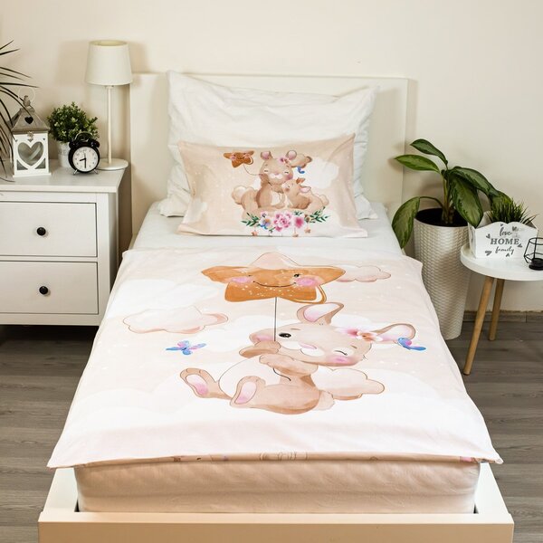 Bombažna posteljnina za posteljico BUNNY STAR bež Dimenzije posteljnine: 40 x 60 cm | 100 x 135 cm