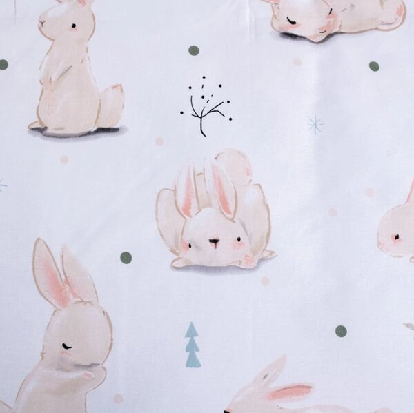 Bombažna posteljnina za posteljico BUNNIES bela Dimenzije posteljnine: 40 x 60 cm | 100 x 135 cm