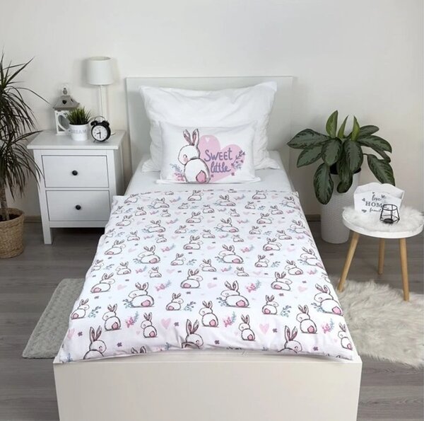 Bombažna posteljnina za posteljico BUNNY SWEET bela Dimenzije posteljnine: 40 x 60 cm | 100 x 135 cm