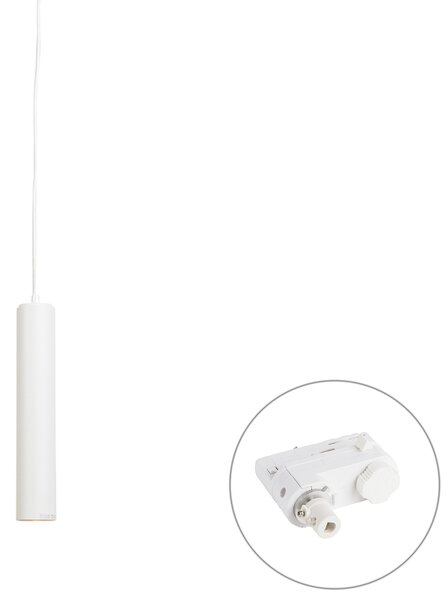 Dizajnerska viseča svetilka bela vklj. adapter za tirnice 3-fazni - 3-Phase Tuba Small