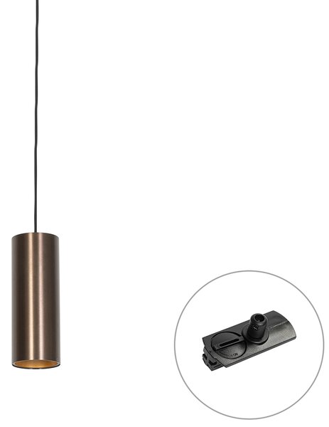 Dizajnerska viseča svetilka temno bronasta vklj. adapter za tirnico 1-fazna - Iconic Tubo
