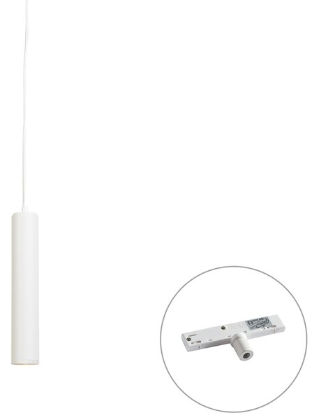 Dizajnerska viseča svetilka bela vklj. adapter za tirnico 1-fazna - Slimline Tuba Small