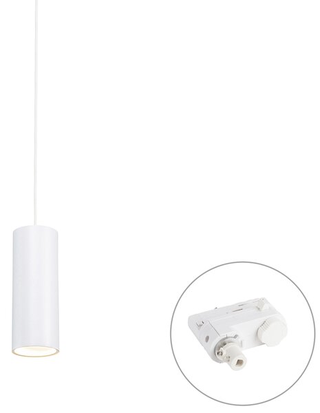 Dizajnerska viseča svetilka bela vklj. adapter za tirnico 3-fazna - 3-Phase Tubo