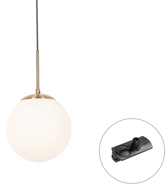 Art Deco viseča svetilka zlata z opalnim steklom, vklj. črni adapter za tirnico 1-fazni - Iconic Flore