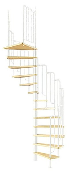 Dolle Spiralno stopnišče Dunaj (Premer: 138 cm, Bele barve, Barva stopnice: Bukev rjava, Višina nadstropja: 229 cm - 291 cm)